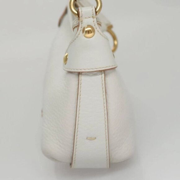 Salvatore Ferragamo Shoulder Bag Leather White Auth 105780V